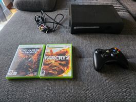Pack Xbox 360 S (Slim) Noire + Manette Sans Fil + 2 Jeux d'A