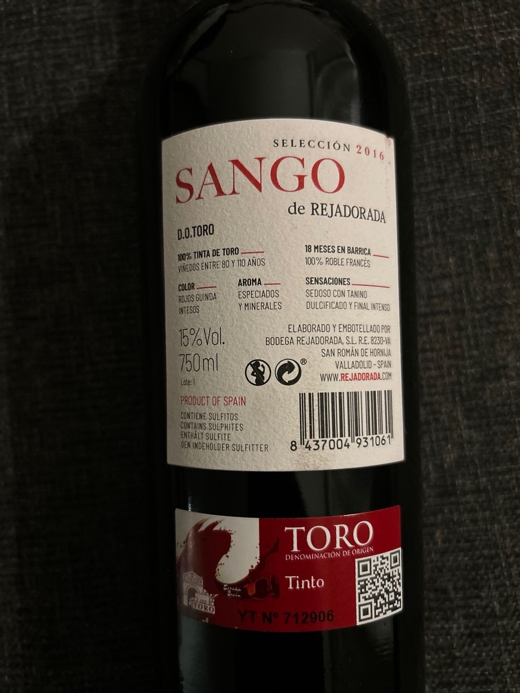 Vins: Sango 2016 Wein, Tinta de Toro, – D'occasion à Thalwil par eng_yys6 2