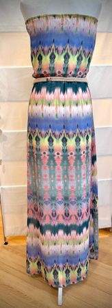 Maxikleid trägerlos LylyLyla Grösse M bunter Ethno Print