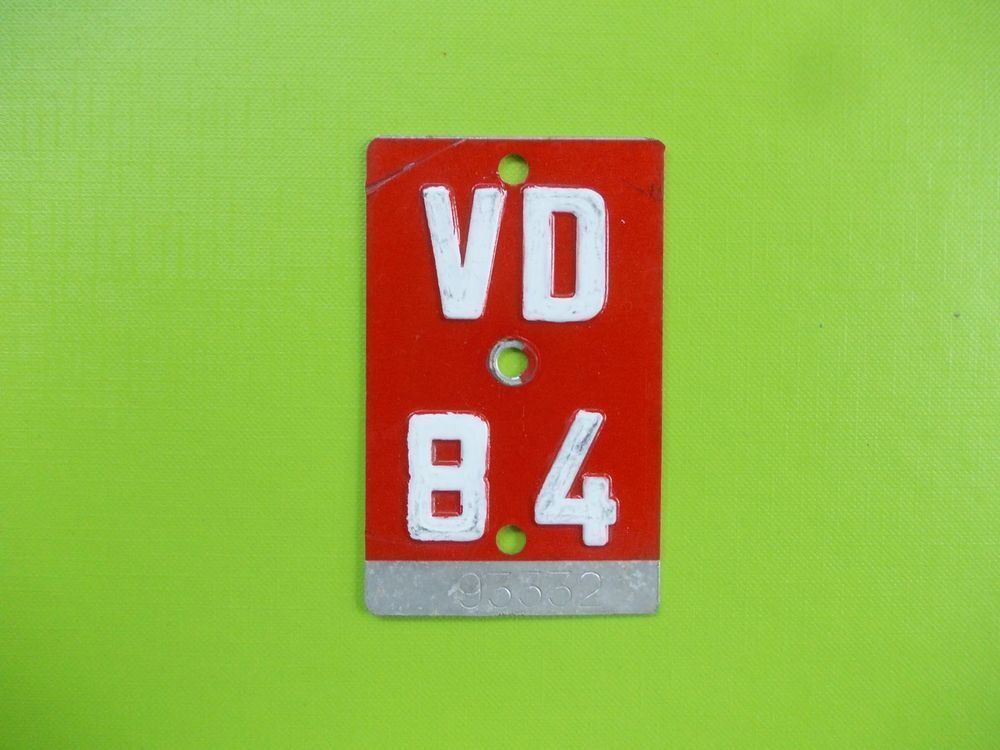 Insegne: Velonummer / Fahrradnummer VD 84 – Usato da Gsteigwiler venduto da HORMIGA21
