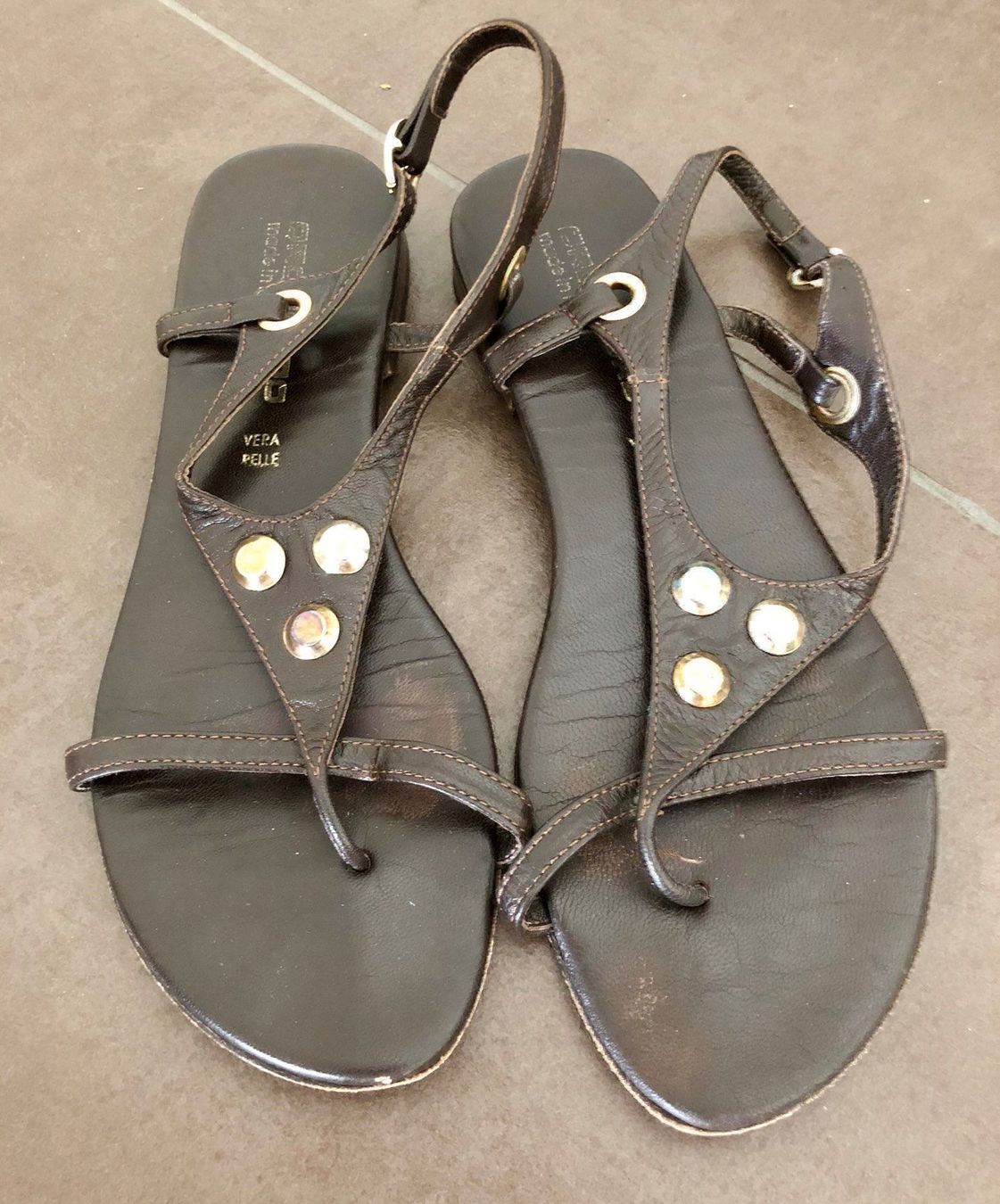 Damenschuhe: Leder Sandalette braun mit gold – Gebraucht aus Hergiswil NW von Labello01