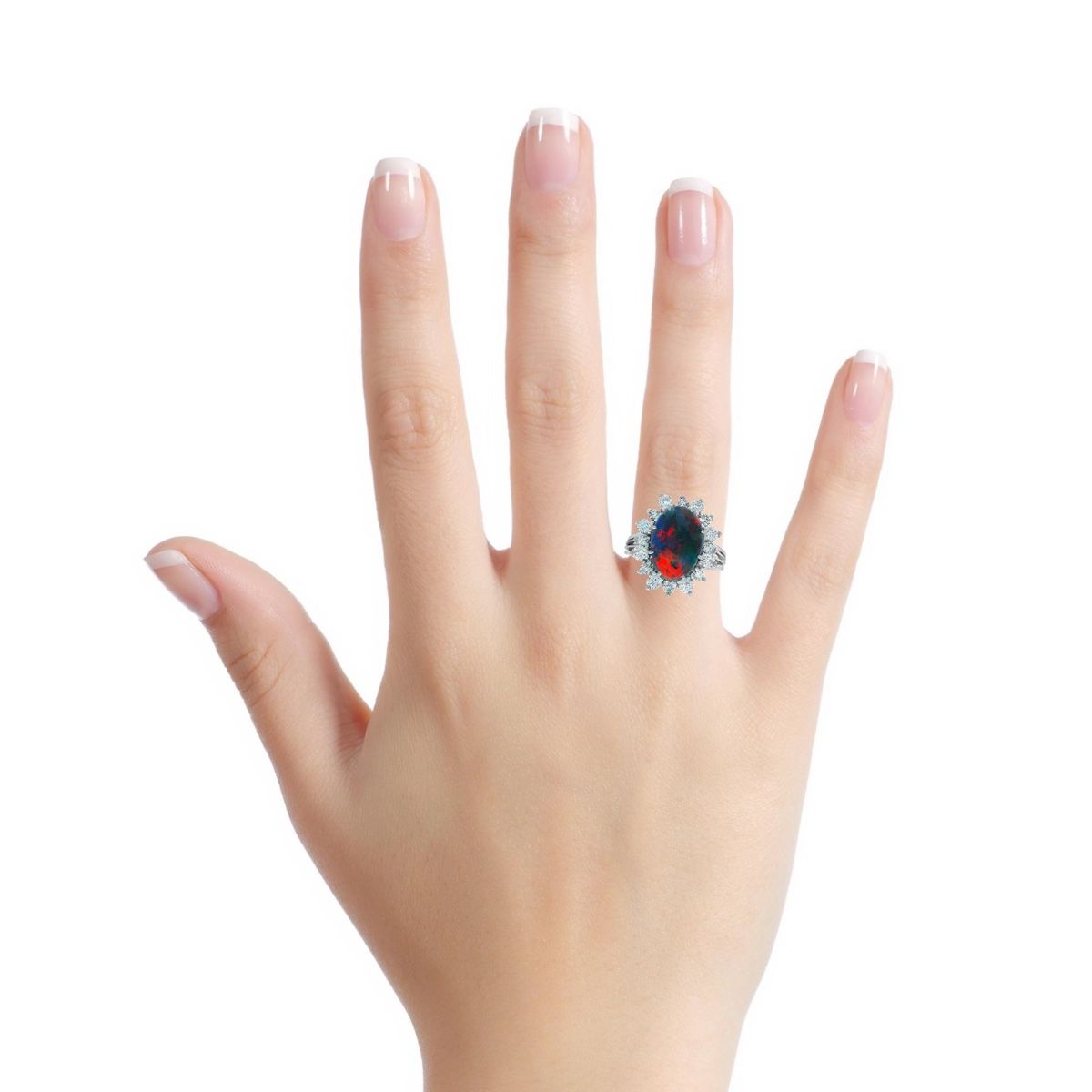 Anelli: Spektakulärer Opal-Diamantring in 18k Gold, Rotfeuer – Usato da Embrach venduto da estzeh1 6