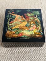 Russische Lackschatulle Mstora handbemalt Vintage 