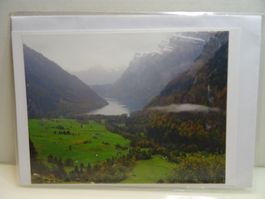 Schöne Schweiz Klöntalersee Fotokarte mit Couvert, neu