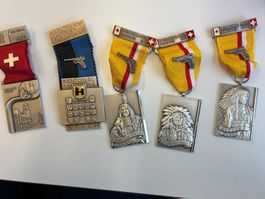 5 Schützenmedaillen / Schützenfest-Abzeichen CH & Internati.