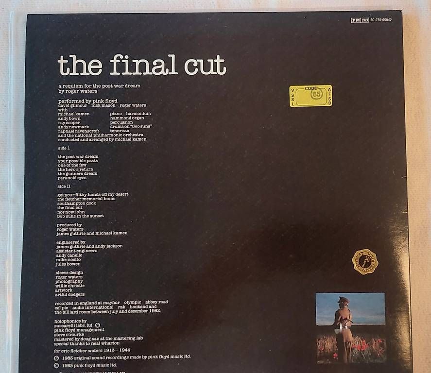 Dischi in vinile: PINK FLOYD- "the final cut ( 1983) LP – Usato da NENDELN venduto da Vinylandmote 1