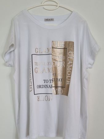 Baumwolle Shirt Print L weiss NEU