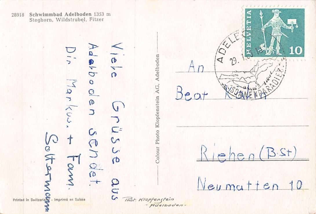 Cartoline postali: GRUSS aus ADELBODEN - alte BERNER Ansichtskarte – Usato da Winterthur venduto da SchatzchischtliWinti 1