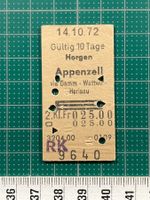 Horgen - Appenzell, 1972, via Wattwil Herisau, altes Billett