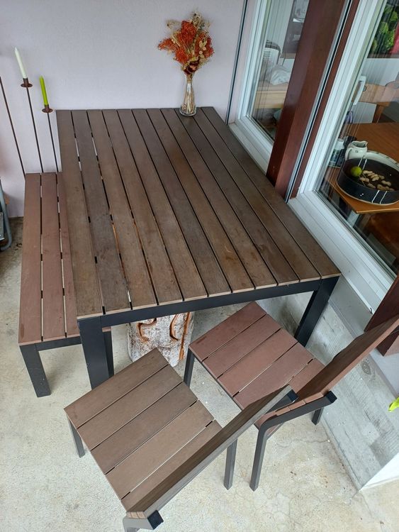 Set Balkon, Gartentisch mit Bank und 2 Stühlen Kaufen auf Ricardo