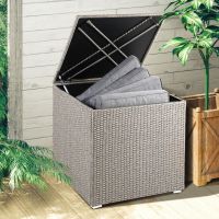 Gartenbox Wasserdicht 318 L Grau Poly Rattan Auflagenbox