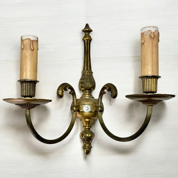 Applique Murale Style Vintage - Or Et Cristaux - Bougie E14 - Pour Salon/chambre