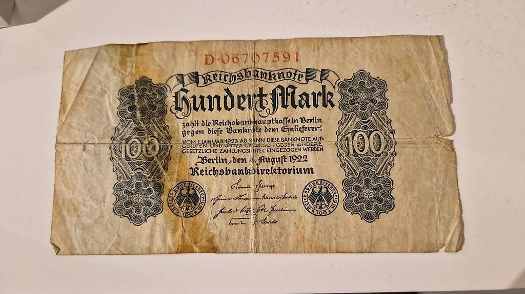 Banconote: Reichsbank Note 100 Mark – Usato da Seewen SO venduto da Perle8
