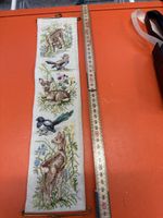 Stickbild Reh Waldtiere Vögel gestickt Wanddeko Landhaus sha