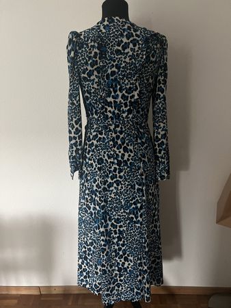 Robe Karen Millen Imprimé Léopard Bleu T.36 État Neuf