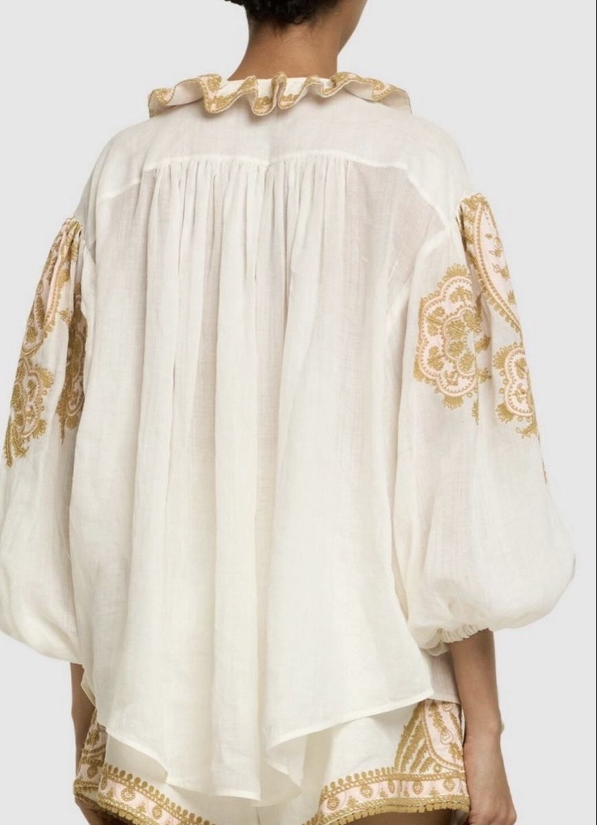 Camicette: Embroidery Ramie Elegant Blouse – Usato da St.Josefen venduto da lop_lh8d 1
