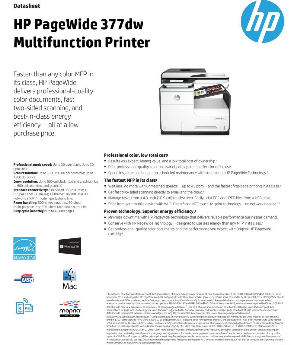 Hewlett Packard Drucker: HP PageWide MFP 377 dw – Gebraucht aus Luzern von isa_27cg 3