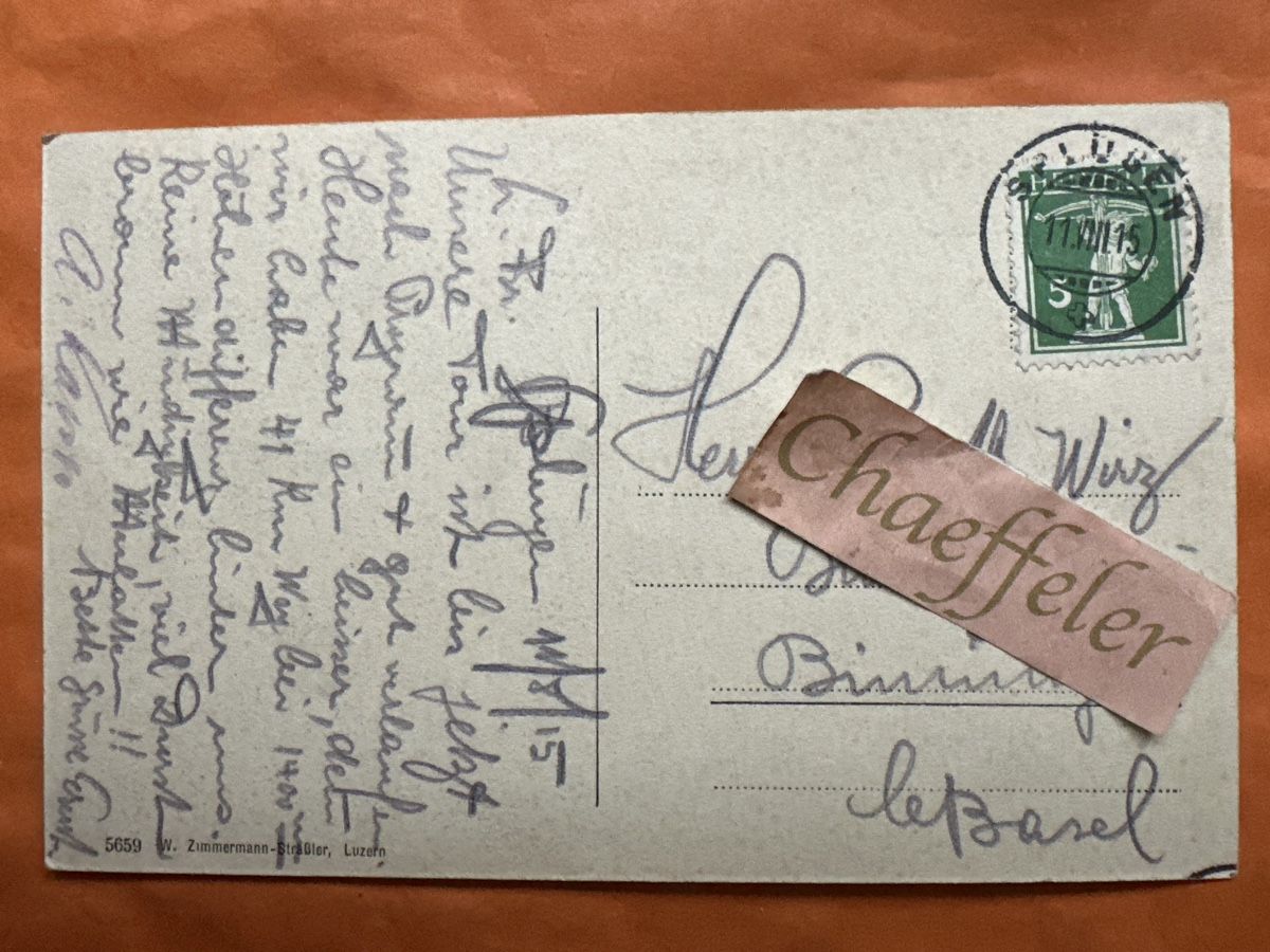 Ansichtskarten: 1915  Postkarte Rofflaschlucht Splügenroute – Gebraucht aus Zürich von Chaeffeler 1