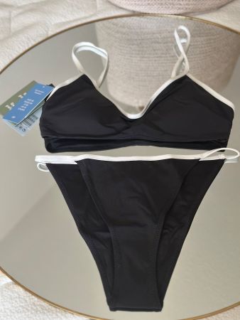 H&M Bikini m. 2 Tops & Hose schwarz, NEU m. Etikett, Gr. 38