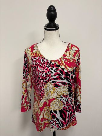 Alfredo Pauly Shirt 3/4 Arm rot schwarz Muster 40 Viskose
