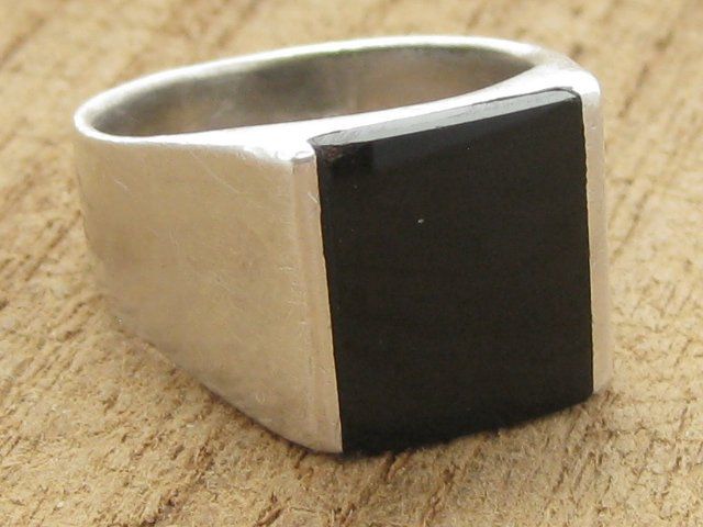 Ringe: Vintage Ring Silber 925 + SGA Onyx  Gr. 58 – Gebraucht aus Ermatingen von Decovin 3