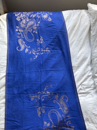 Schal Seide Kaschmir blau Paisleymuster neuwertig