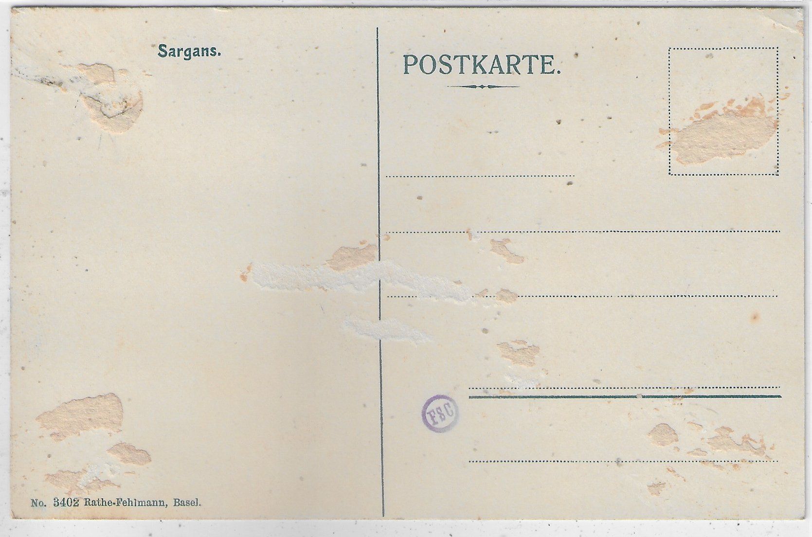 Cartoline postali: Saragans - Dorf und Schloss - Litho – Usato da Ettingen venduto da Kartenplanet 1