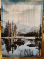 Leinwandbild Bergsee Bäume Steg 50x70cm guter Zustand