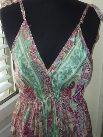 robe très longue d'été bohème chic XL col en V devant dos