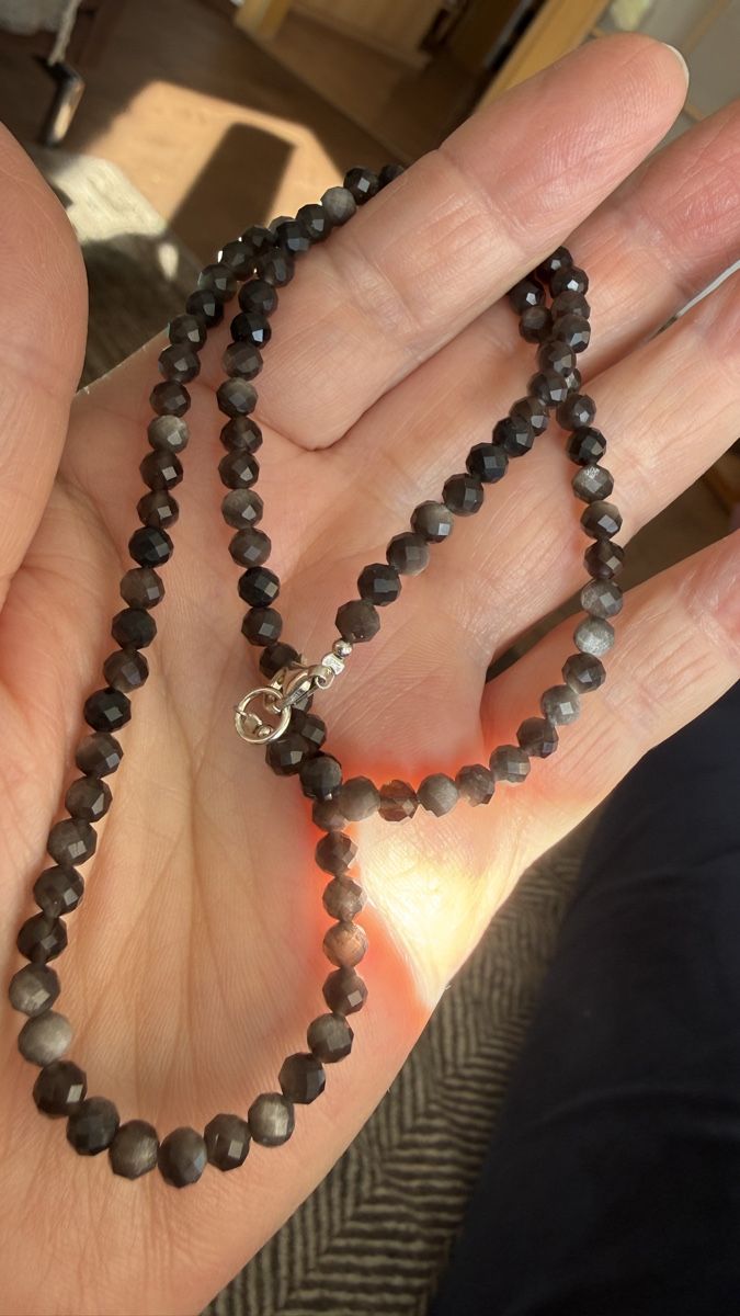 Catenine: Obsidian Halskette 45 cm, Silberverschluss – Nuovo e nell'imballaggio originale da Ebikon venduto da Leonidas2 1
