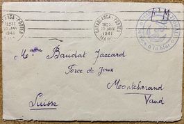 Lettre du Maroc en Suisse 1941 avec oblit. marine nationale