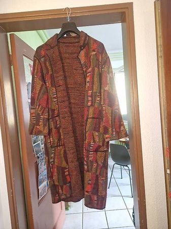 Cappotto cardigan lungo vintage fantasia geometrica