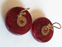 Vintage wunderschöne rote Ohrclips, ca 1950-60