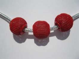 4 Drahtperlen rot, 14mm