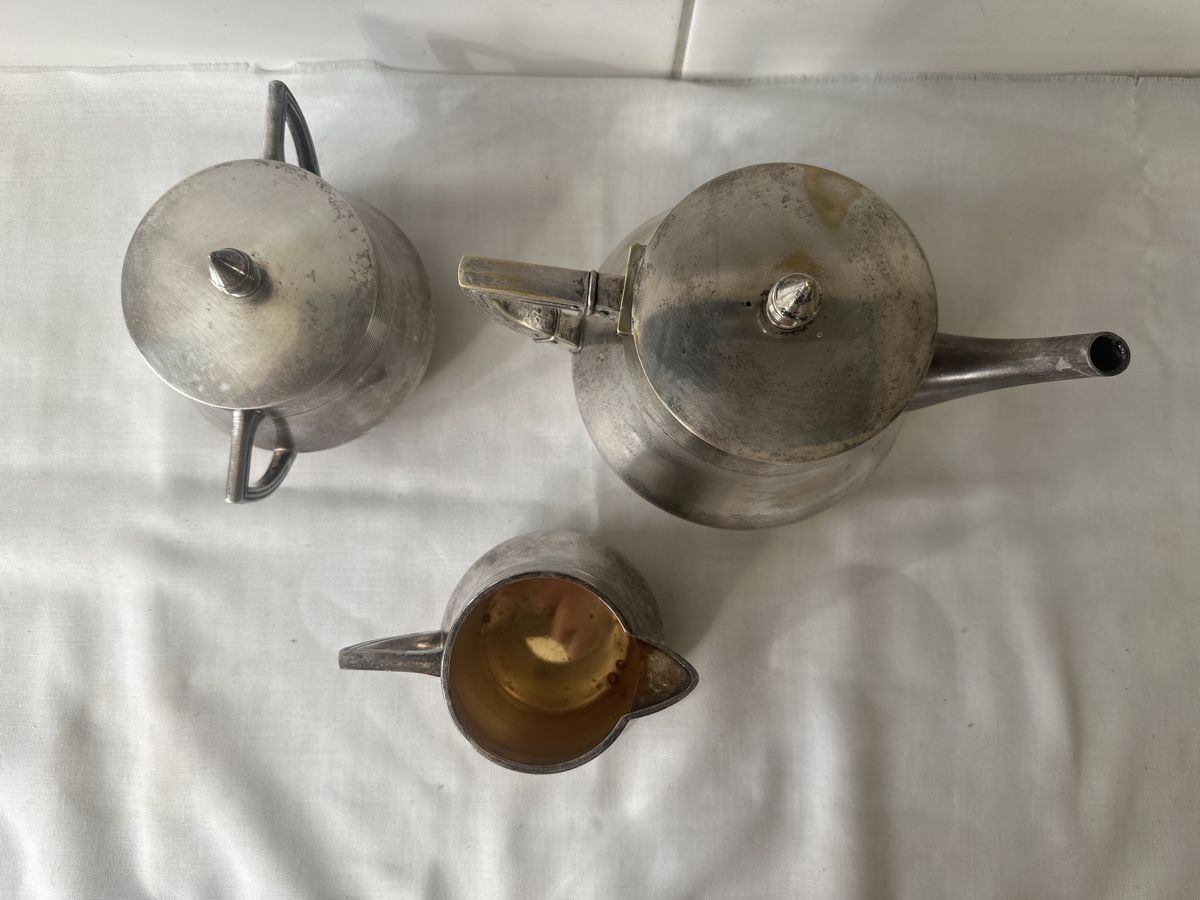 Geschirrsets: Antikes Kaffeeservice, versilbert, 3-teilig, Vintage Look – Gebraucht aus Zürich von Chaeffeler 2