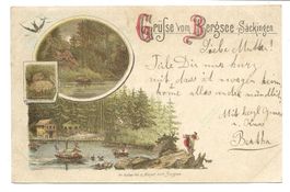 Grüsse vom Bergsee - Säckingen nahe CH - Stein Litho - 1899