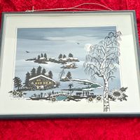 Ursula Regez Kolorierter Scherenschnitt mit Acryl, signiert