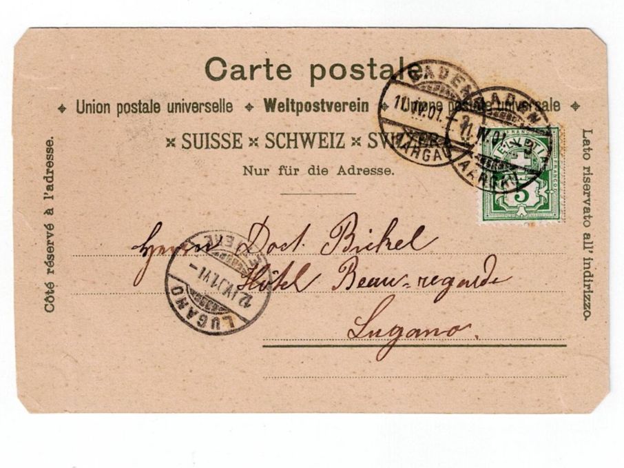 Cartoline postali: Schweiz, 3 Ansichtskarten Gruss aus Baden, Baden 1901 – Usato da Hinteregg venduto da McCharly01 4