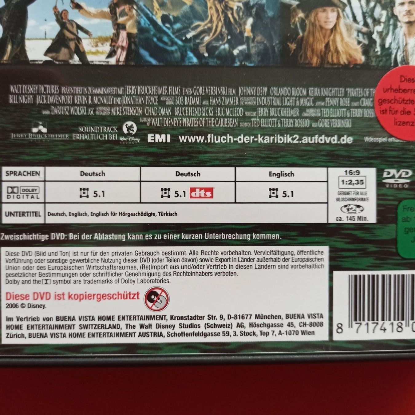Tutti i DVDs: Fluch der Karibik 2 – Usato da Dübendorf venduto da kb86_MOVIE 2