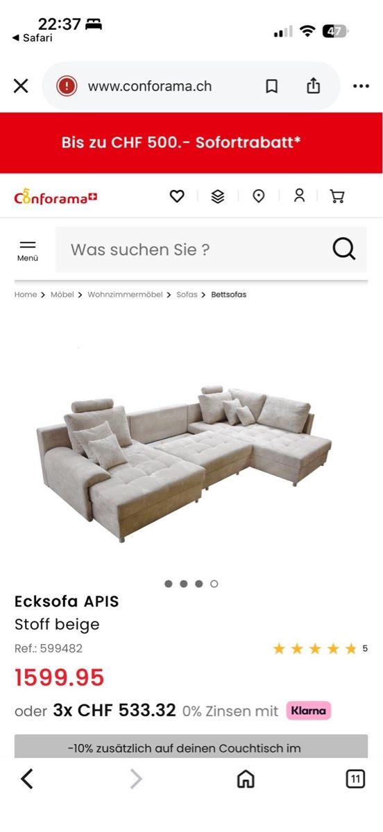 Conforama Sofas: Ecksofa Apis Beige – D'occasion à eglisau par schmied1992 2