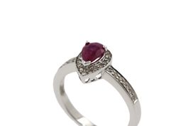 Rubin Brillant Ring in 18K Weissgold Grösse 57 *S2525