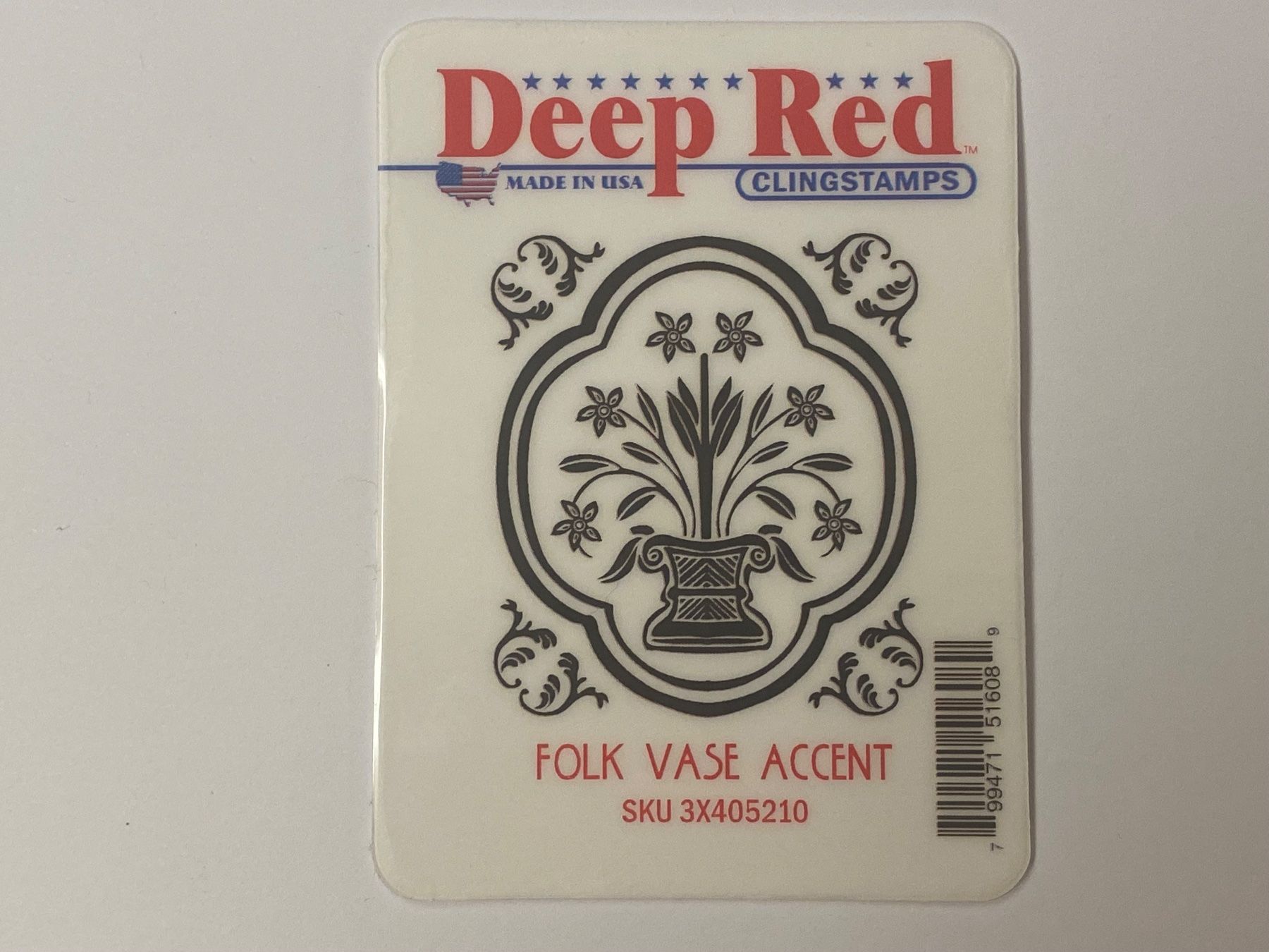 Timbri: Deep Red "Folk Vase Accent" Cling Rubber Stamp – Nuovo e nell'imballaggio originale da Wichtrach venduto da Mona1994