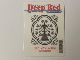 Deep Red "Folk Vase Accent" Cling Rubber Stamp