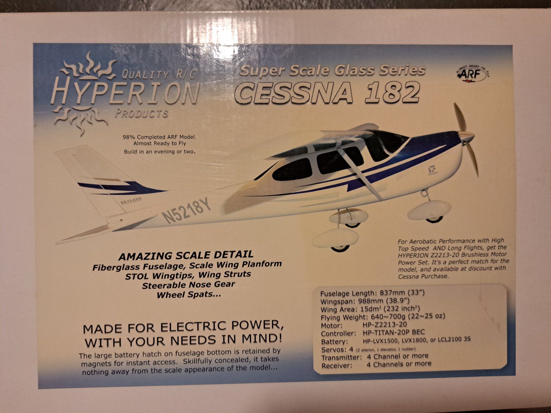 Cessna Modellismo RC: Hyperion Cessna 182 ARF, – Nuovo e nell'imballaggio originale da Duebendorf venduto da Mauxus