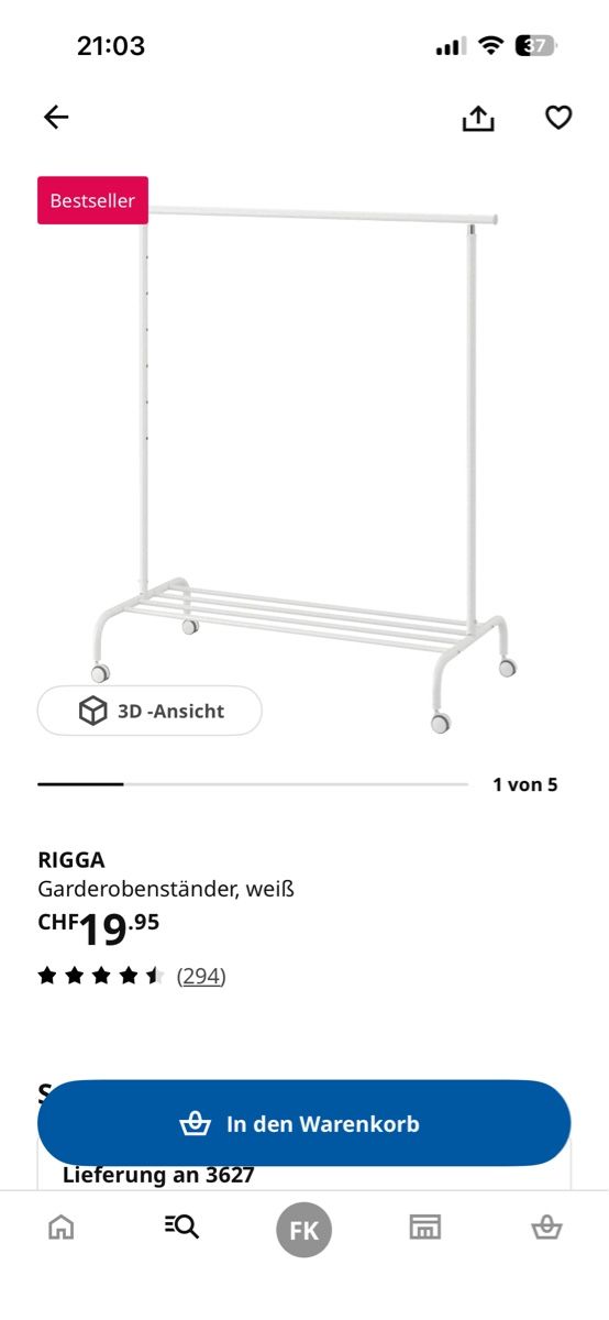 Ikea Porte manteau: Kleiderständer – Neuf avec emballage d'origine à Heimberg par Fabii2712