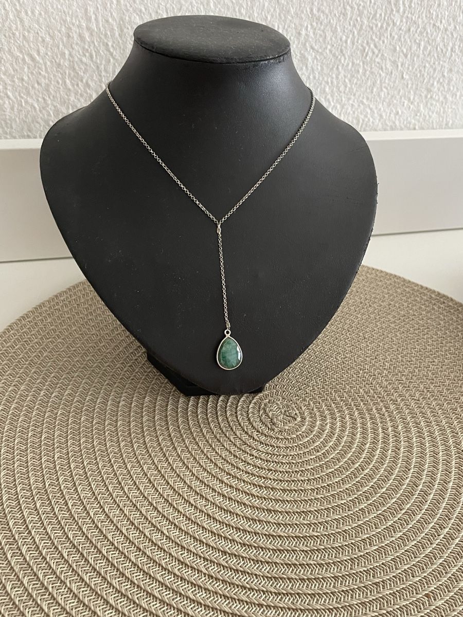 Catenine: Art Deco Collier Argent 925 avec pierre verte  – Usato da Worben venduto da benit.drn 5