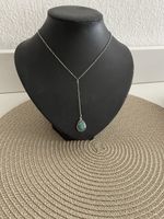 Art Deco Collier Argent 925 avec pierre verte