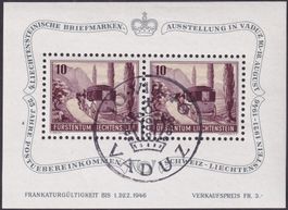 1946, LIECHTENSTEIN, W19 Blockausgabe mit ET-Stempel, K:80.-