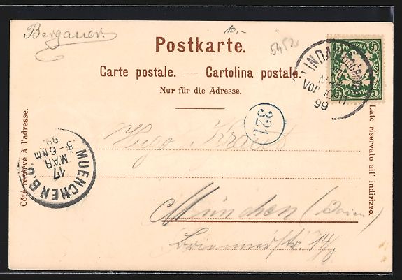 Cartoline postali: Litho St. Gallen, Panorama von der Falke – Usato da Berlin venduto da bartko-reher 1