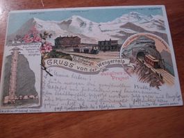 Karte Gruss von der Wengernalp, 1898, o Lauterbrunnen, Toll